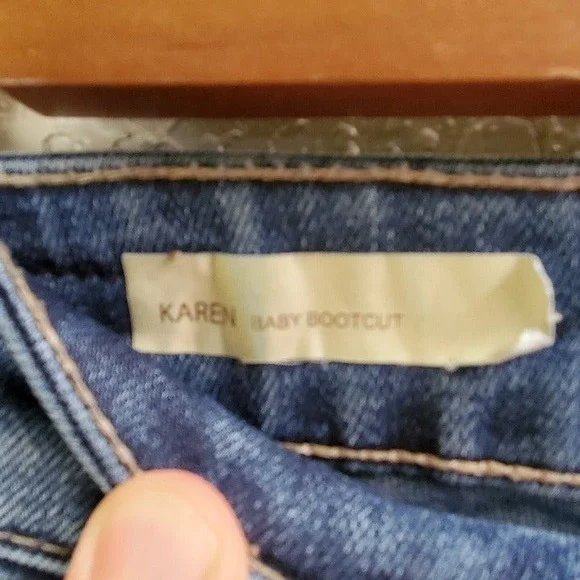 Kut from the Kloth Distressed Medium Blue Bootcut Jeans - Picture 3 of 7